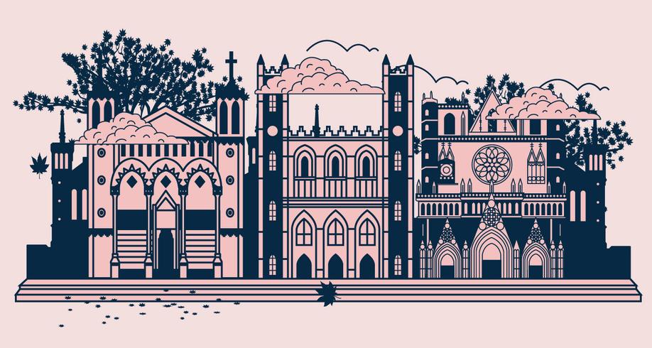 Beautiful Landmark Lyon Vector