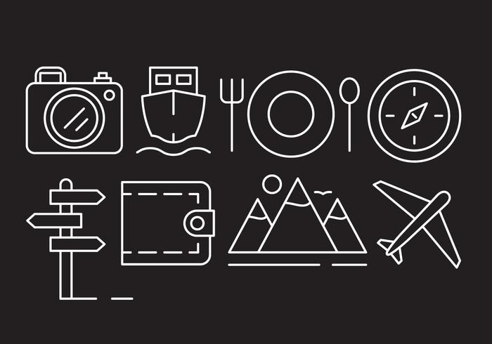 Linear Travel Icons vector