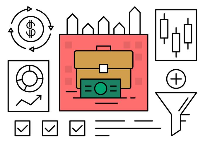 Linear Web and Business Elements vector