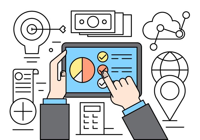 Linear Web and Business Elements vector