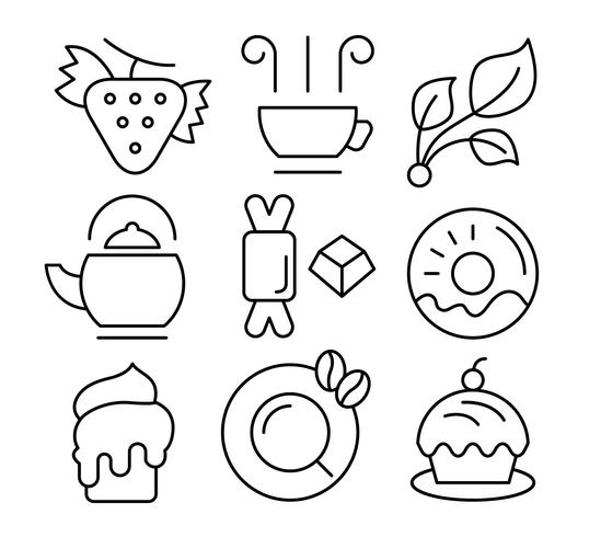 Iconos gratis de té y dulces vector