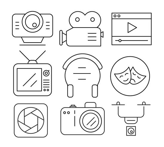 Iconos de video lineales vector