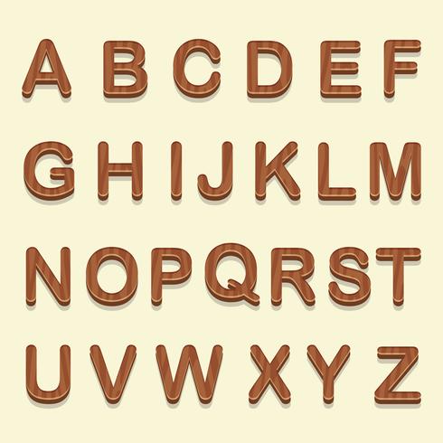 3D Wooden Fonts Vector