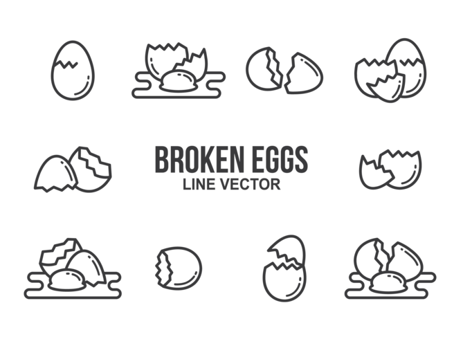 vector de iconos de huevo roto