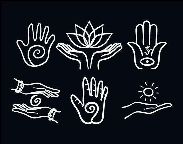 Healing hand vector set