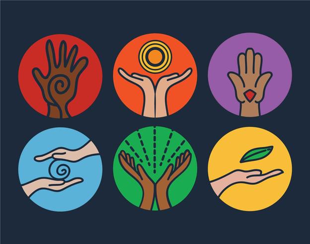 Healing hands vector set