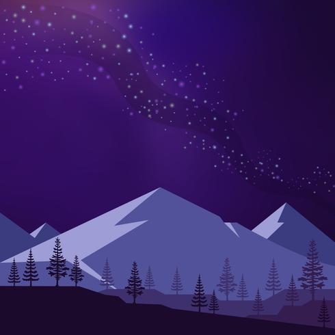 Paisaje de montaña con la ilustración de fondo Stardust vector