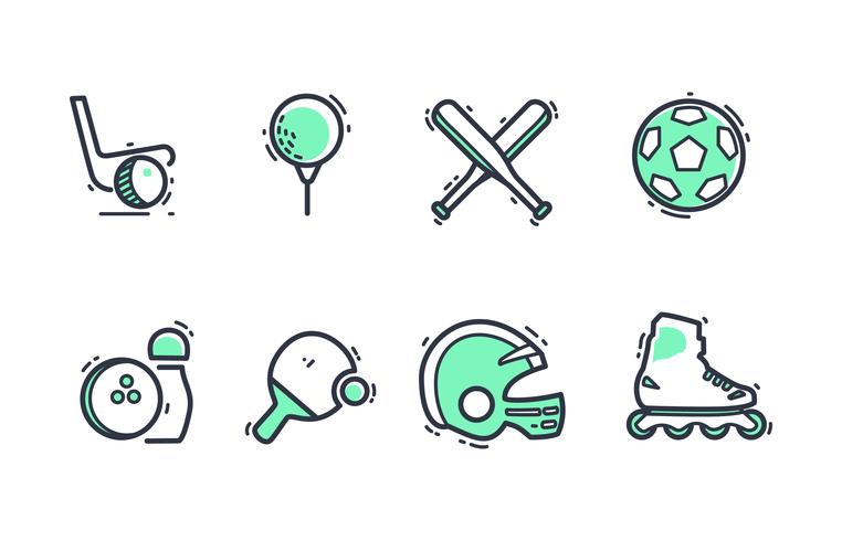 Sport Equipment Icon Pack with Duotone Colors vector