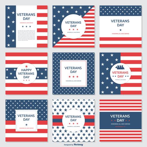 Veterans Day Stripes And Stars Vector Cards