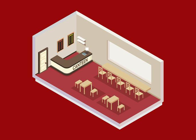 Canteen Isometric Free Vector