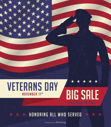 Veterans Day Retro Sale Poster vector