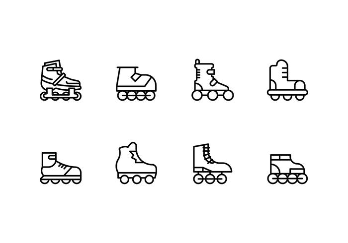 Rollerblade set linear icons vector