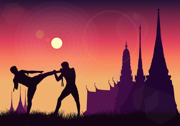 Muay Thai SiIlhouette Vector Gratis