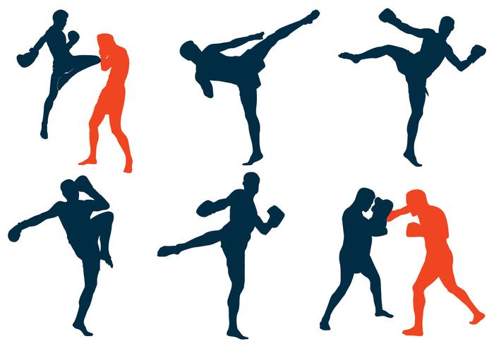 Silueta de Muay Thai vector