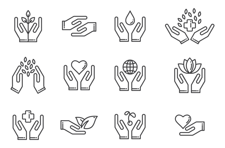 Healing Hands Icons Vector