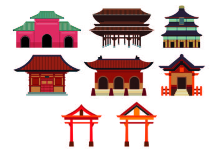 Set Of Shrine Icon vector