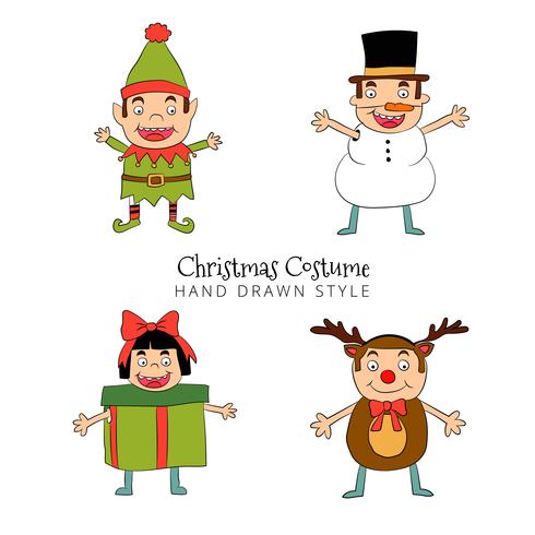 Cute Christmas Costume Collection In Hand Drawn Style vector