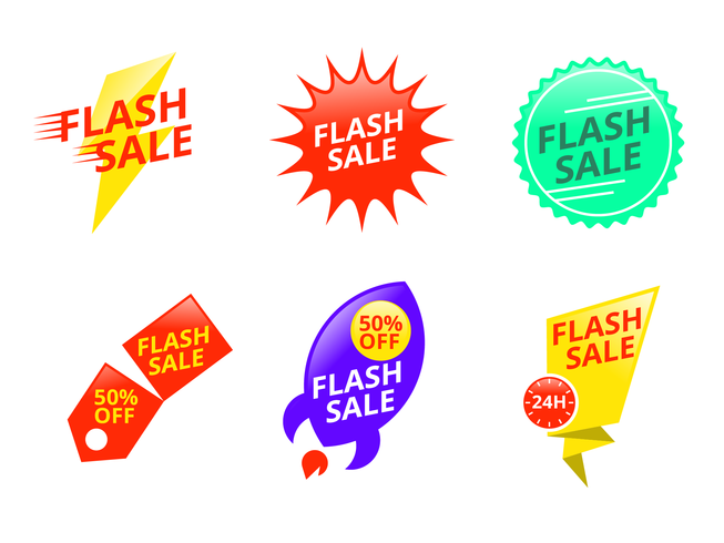 Glow y colorido precio Flash Badge Vector