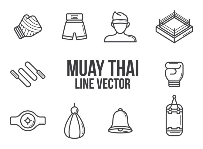 Vector de iconos de muay thai