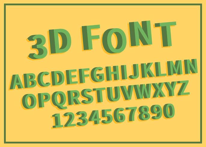 Free Green 3D Font Set Illustration vector