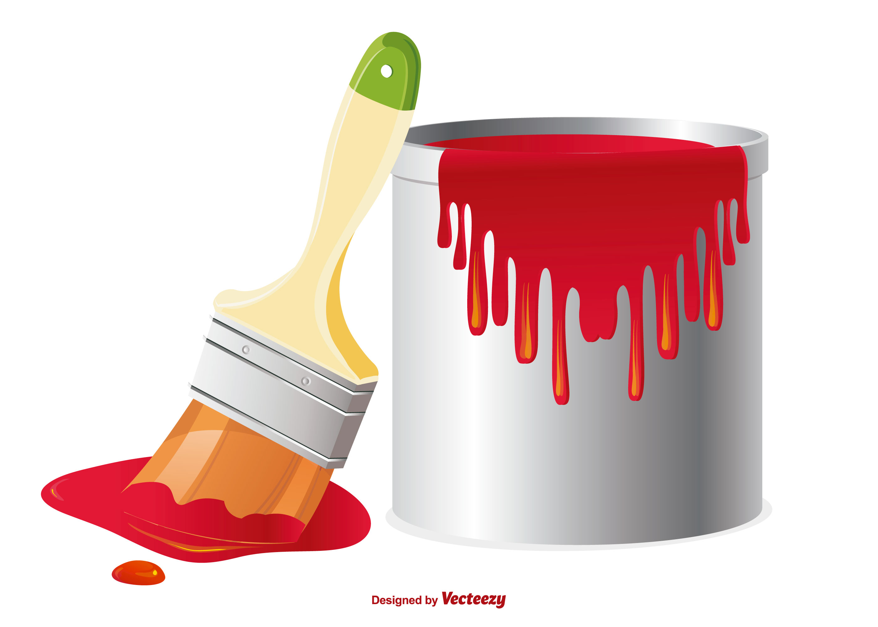 Paint Pot and Brush Illustration Download Free Vector Art, Stock