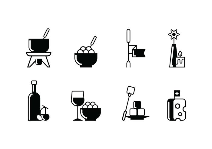 Fondue party set icon vector