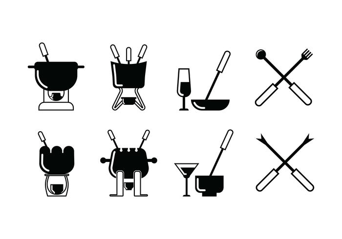 fondue party set icon vector