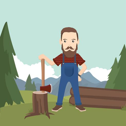 Woodcutter Illustration Free Vector