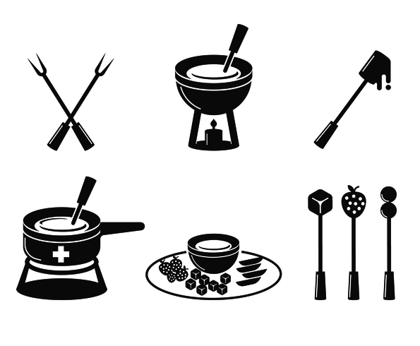 Vector delicioso icono de fondue