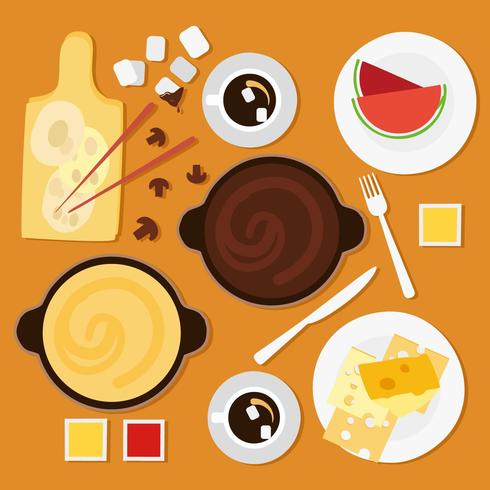 Free Cheese Fondue in Top View Vector