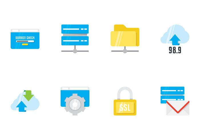 Hosting Flat Icons vector