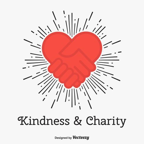 Kindness And Charity Vector Concept With Hand Shake Love Heart Icon