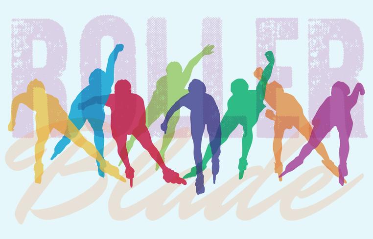 Ilustración de siluetas de patines en línea vector