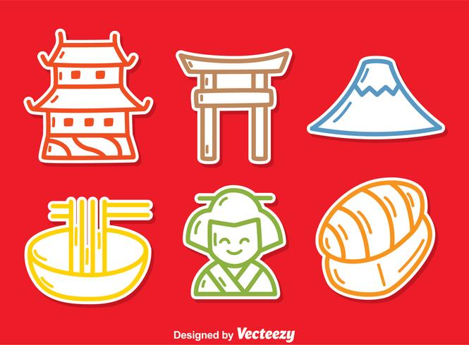 Vector de iconos de cultura japonesa