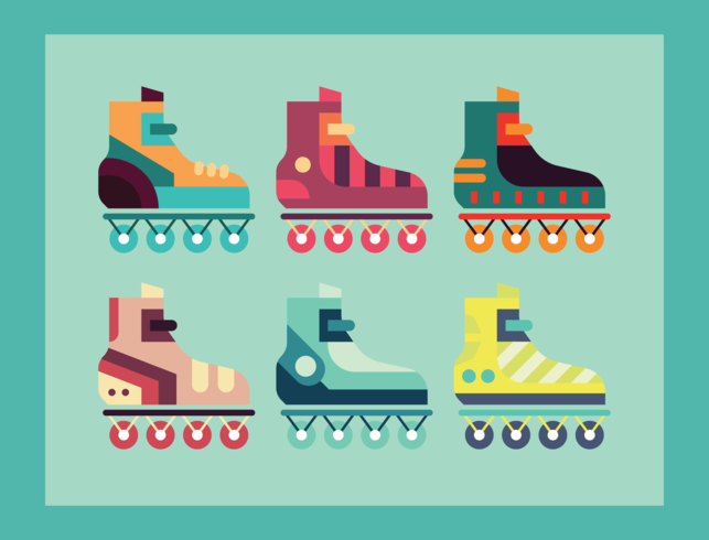 Flat Rollerblade Vectors 