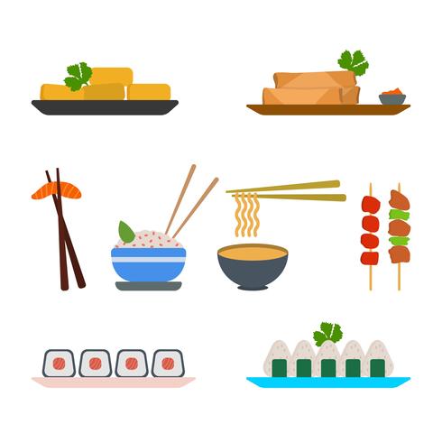 Flat Asian Food Vectors