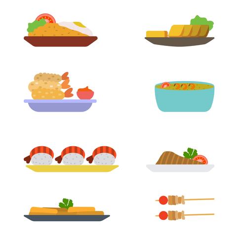 Flat Asian Food Vectors