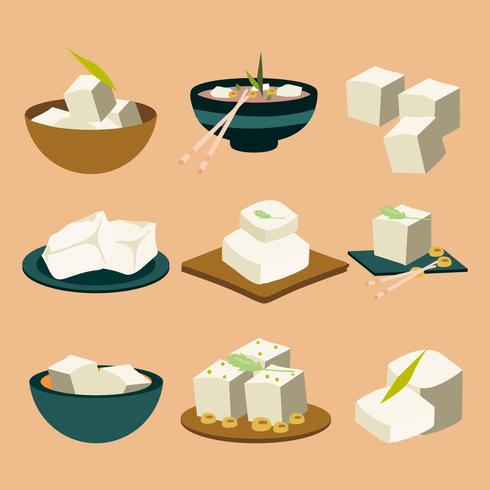 Tofu Vegan Food Icons Vector