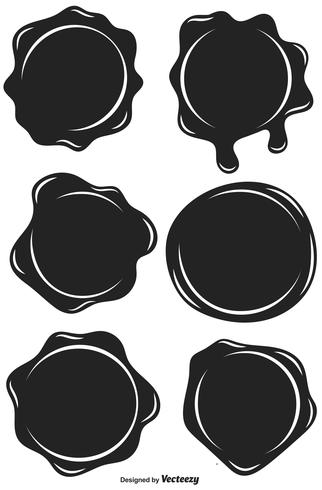 Set Of Black Stamp Wax Seal - Vector Flat Style Icons