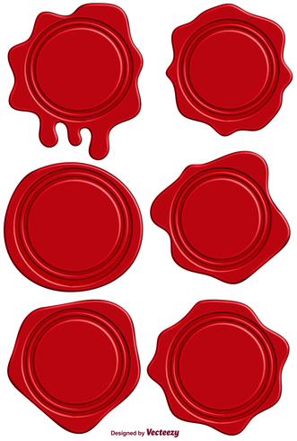 Vector Set Of Red Realistic Stamp Wax Seal