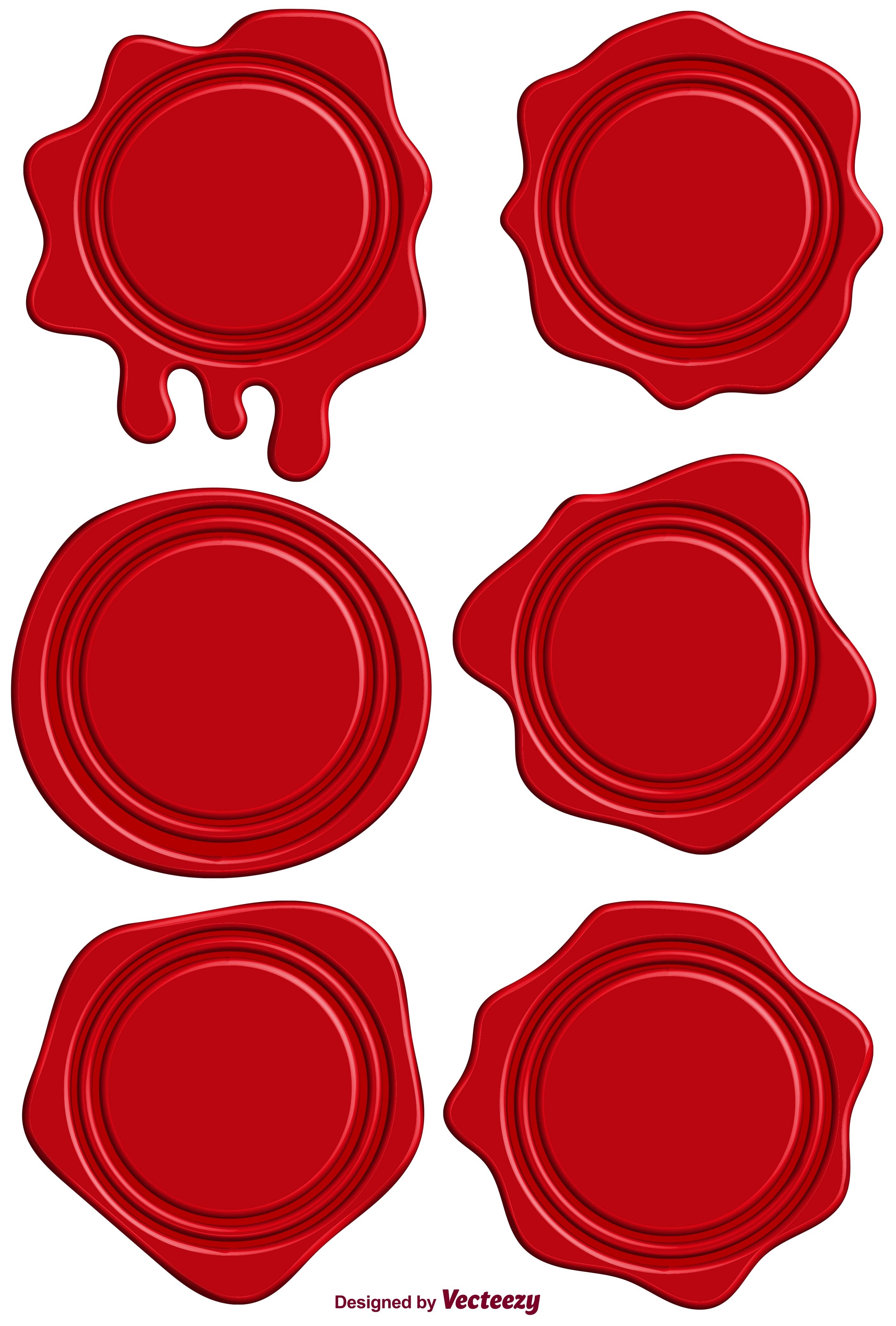 Stamp Wax Seal Icons Set Of Red Sealing Wax 10888796 Vector Art at