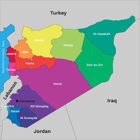 Mapa político de Siria vector