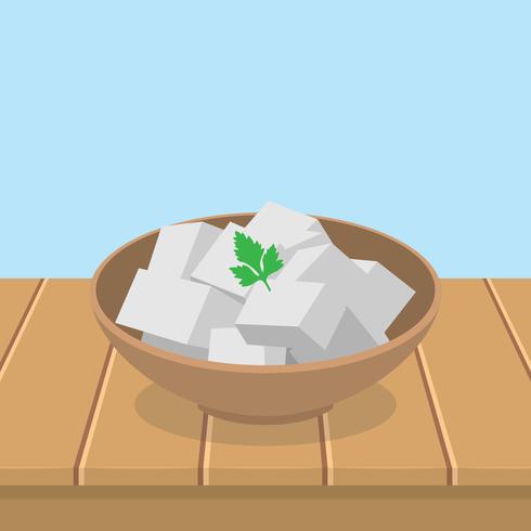 Fresh Tofu In A Bowl vector