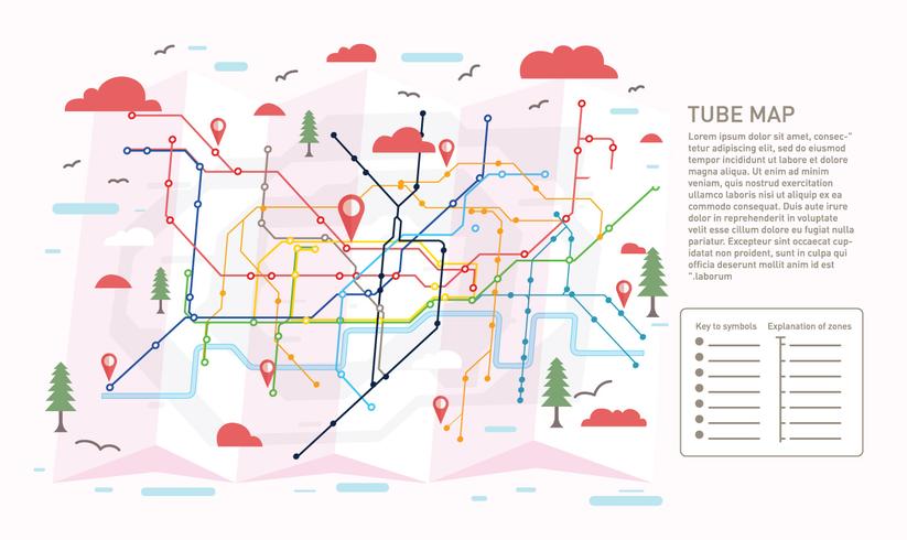 Vector de ilustración de mapa de tubo