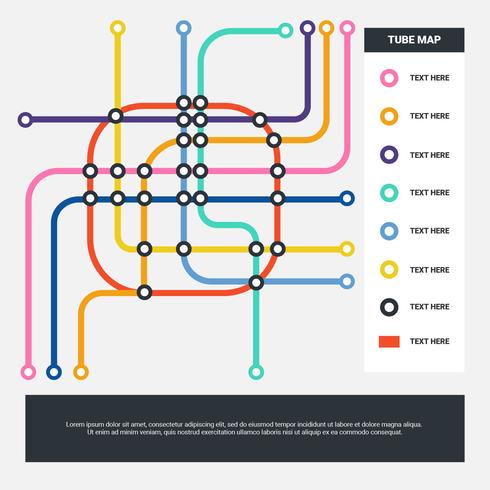 Abstract Color Tube Map Fondo de Vector de stock