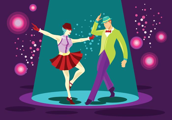 Bright Couple Tap Dance Performer Vector 