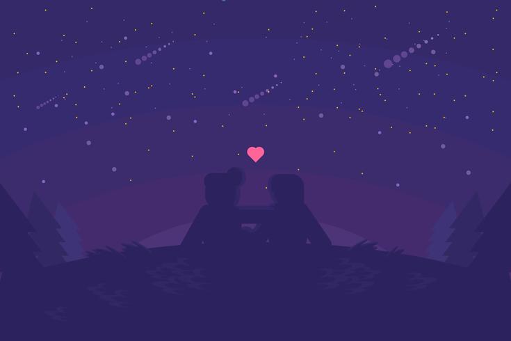 Romantic Date with Stars Above Illustration vector