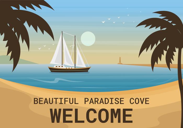 Beautiful Paradise Cove Vector Illustration