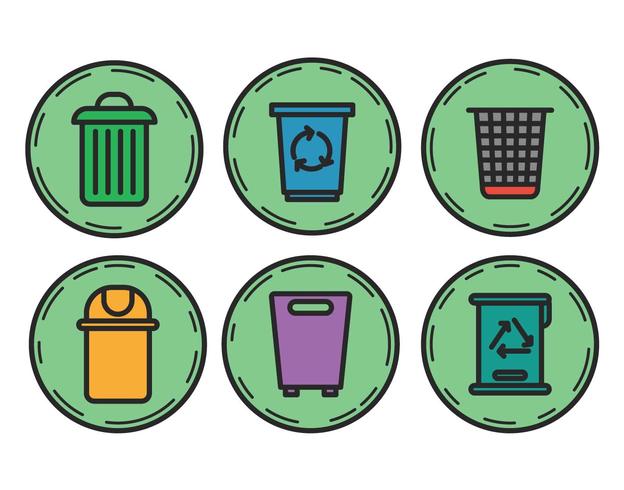 Waste basket vector set