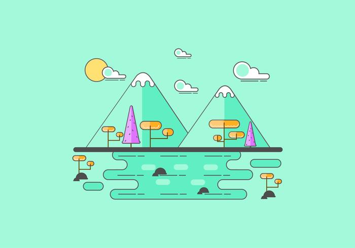 Green Line Art Cove Vector 